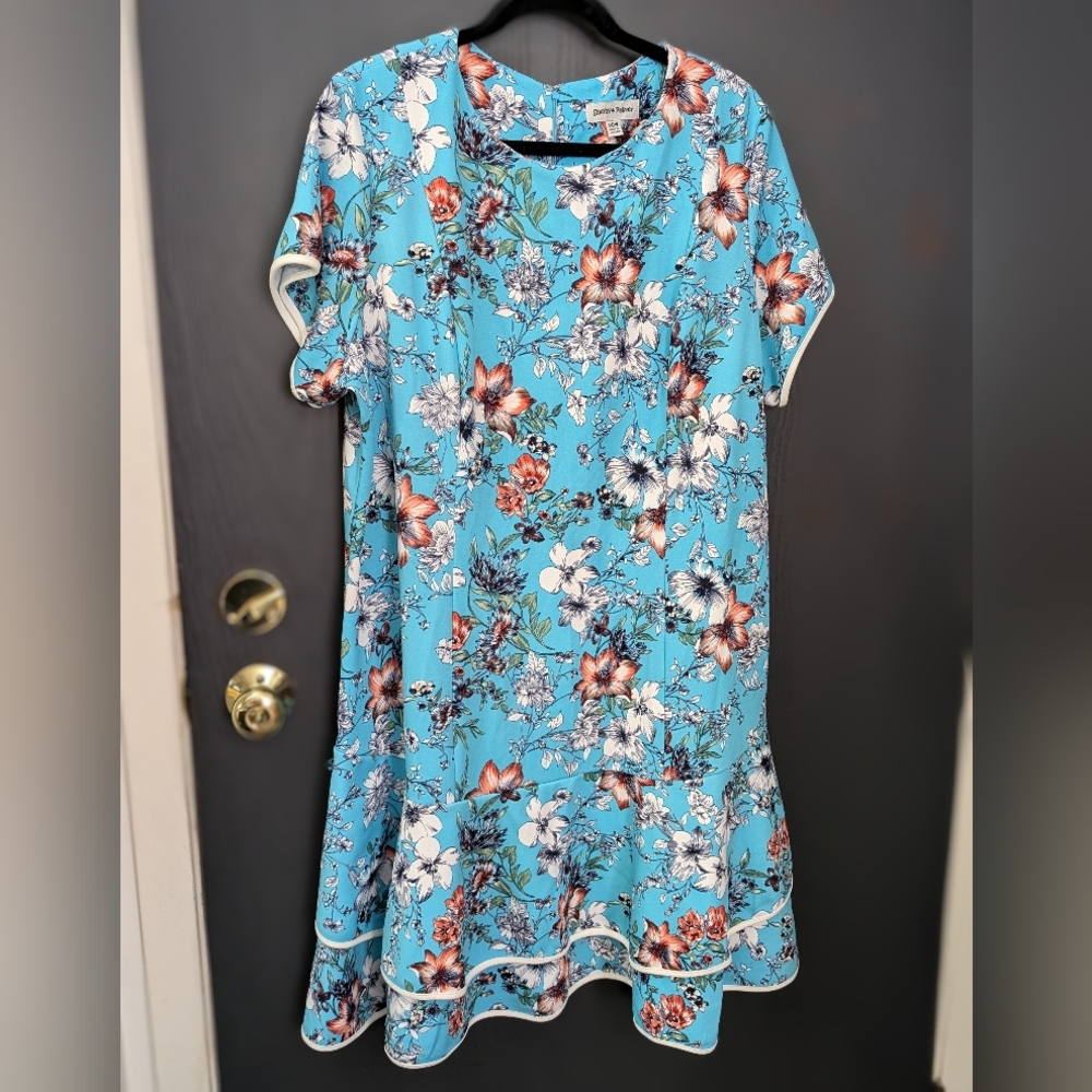 Teal and floral smock dress by Shelby & Palmer size 20